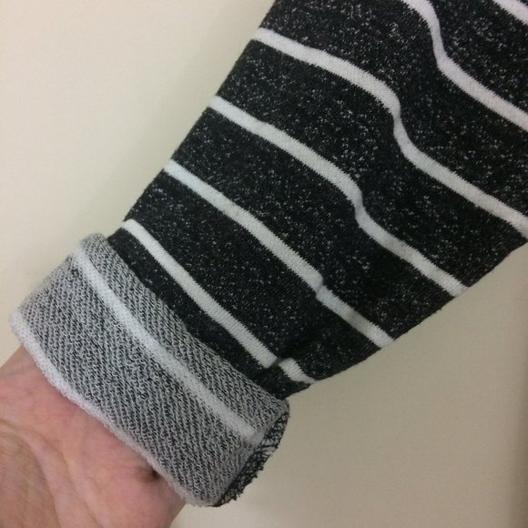 H&M Divided Womens Heathered Gray White Striped 3/4 Cuffed Sleeve Shirt XS Top - Picture 3 of 7